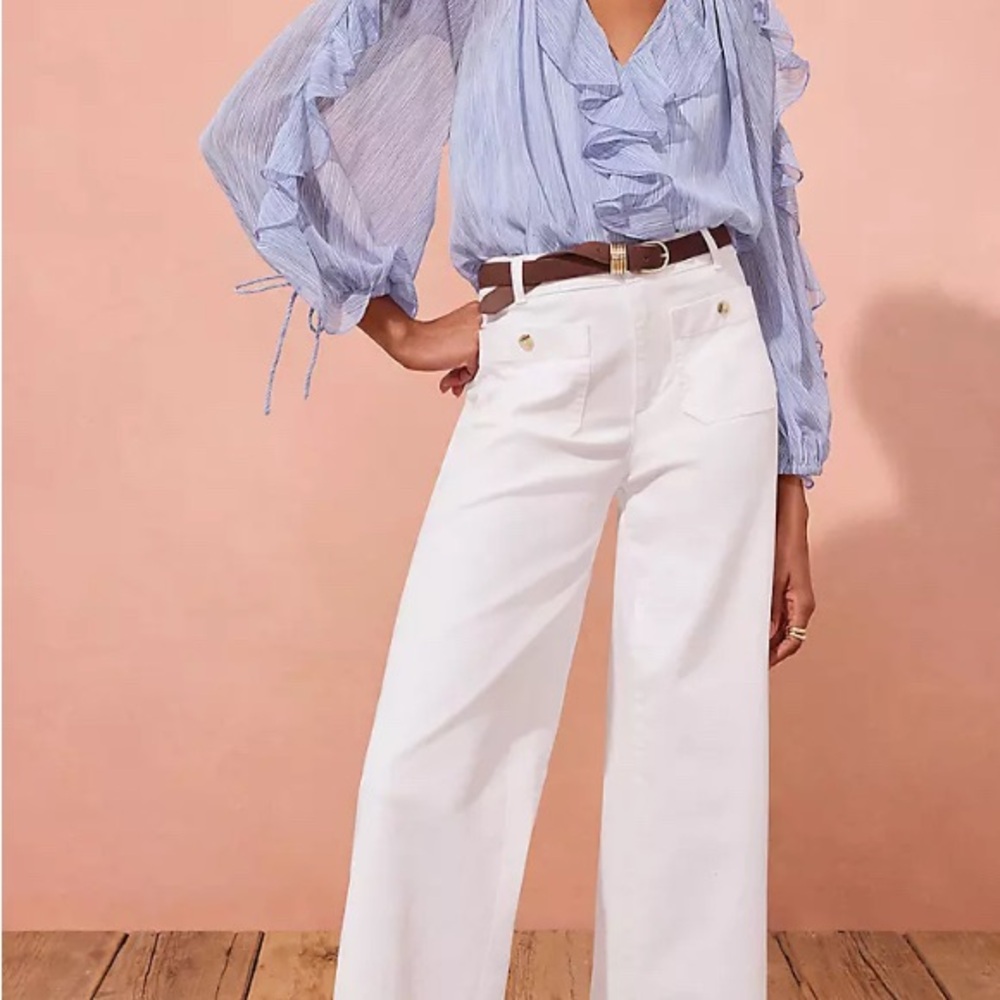 Loft  White Wide-Leg Pants